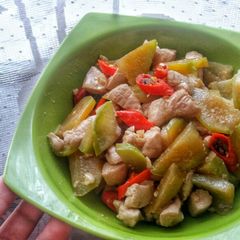 A picture of Chayote and Chicken Teriyaki.