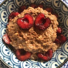 A picture of Chocolate Cherry Overnight Oats - vegan.