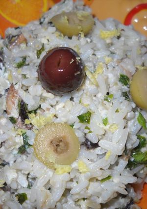 Una foto de Arroz con hongos y gremolata