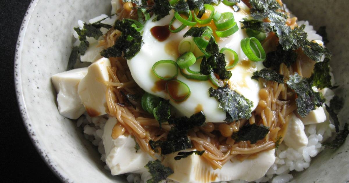 Tofu & ‘Nametake’ Enoki Rice Bowl Recipe by Hiroko Liston Cookpad