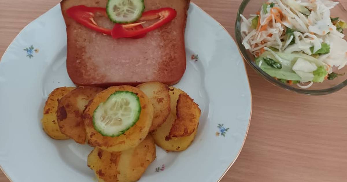 Bratkartoffel, leberkäse, saláta | Fülöp Rozália receptje - Cookpad ...