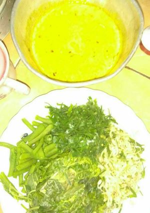 Foto resep Pecel daun kencur Bumbu Santan