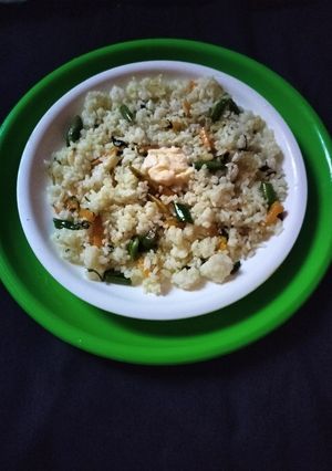 A picture of Butter garlic vegetable fried rice.