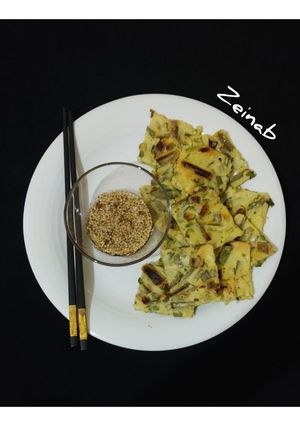 عکسی از دستور پاجیون (پنکیک پیازچه چینی)