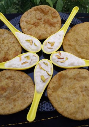 A picture of Daal Poori Kheer(Bihar's Traditional Dish).
