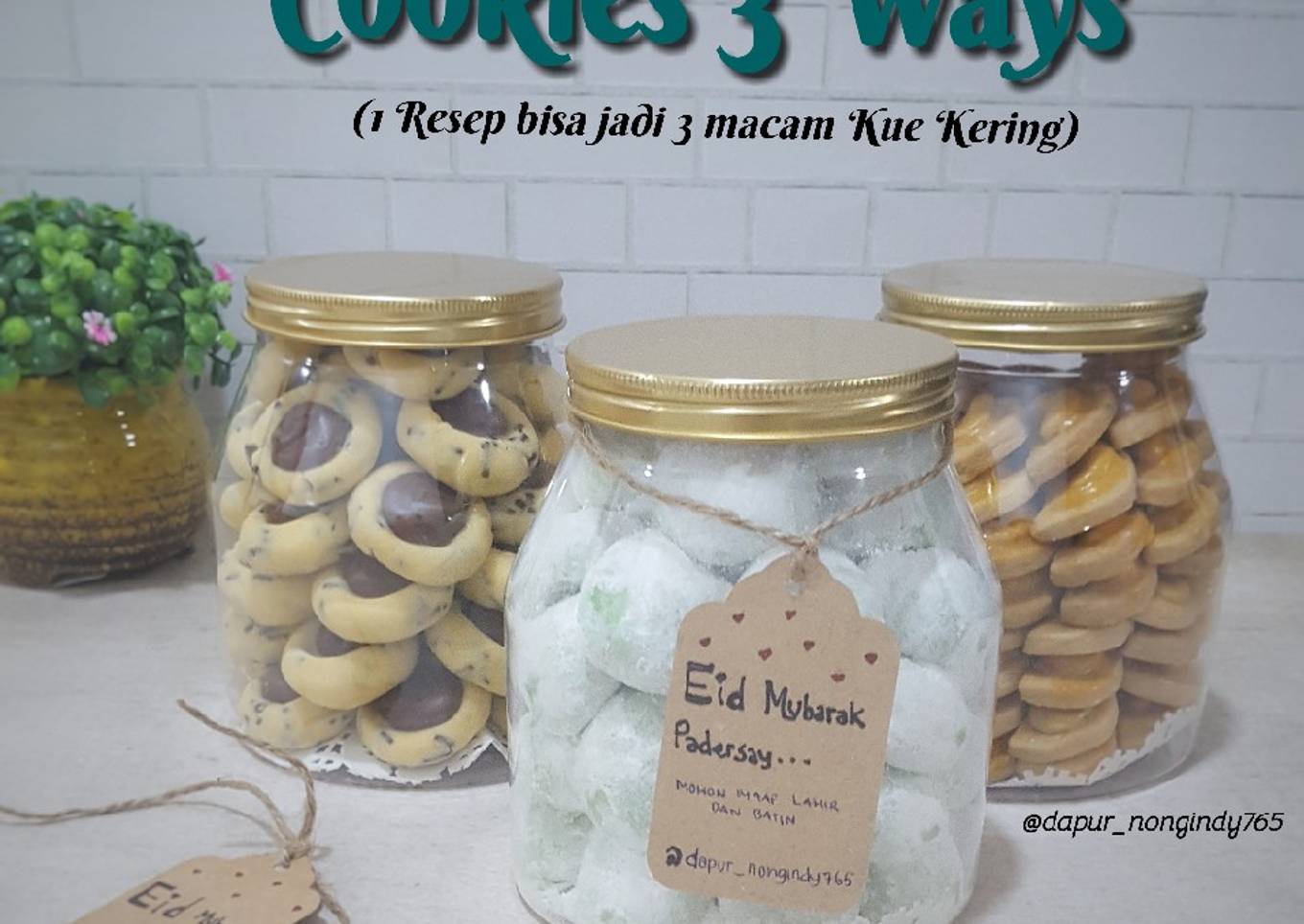 Resep Cookies 3 Ways (1 resep bisa jadi 3 macam kue kering) yang Enak