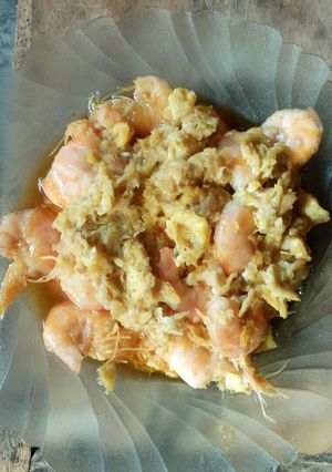 Foto resep Udang telur orak arik saos pedas