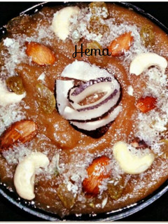 A picture of Wheat flour dry fruits halwa.
