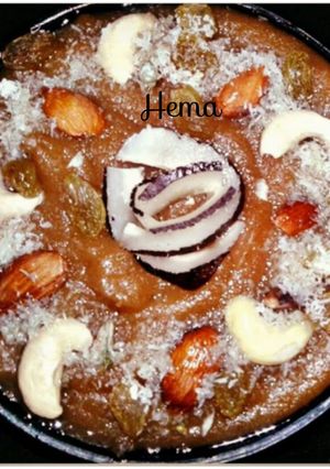 A picture of Wheat flour dry fruits halwa.