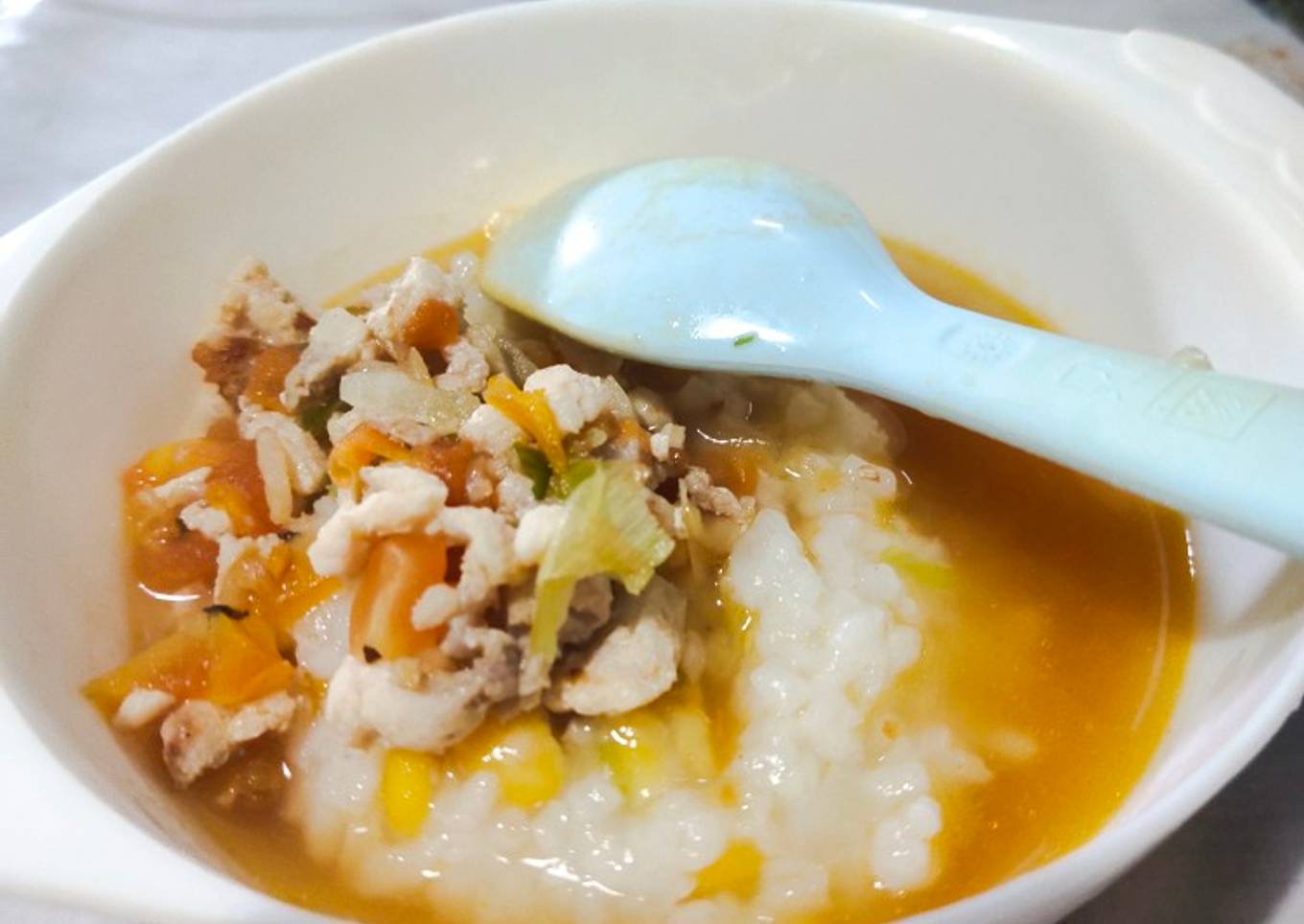 Nasi Jagung Tim dengan Kuah Ikan Tuna Fillet