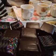 Chai without sugar but with brownie A picture of Chai without sugar but with brownie.