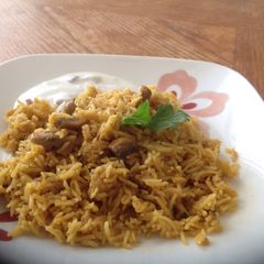 A picture of Mushroom Biryani.