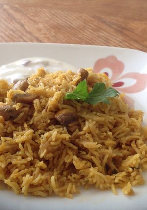 A picture of Mushroom Biryani.