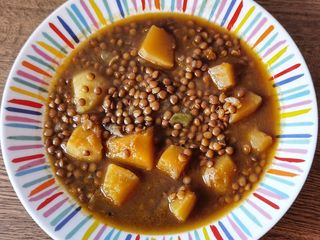 Lentejas con calabaza