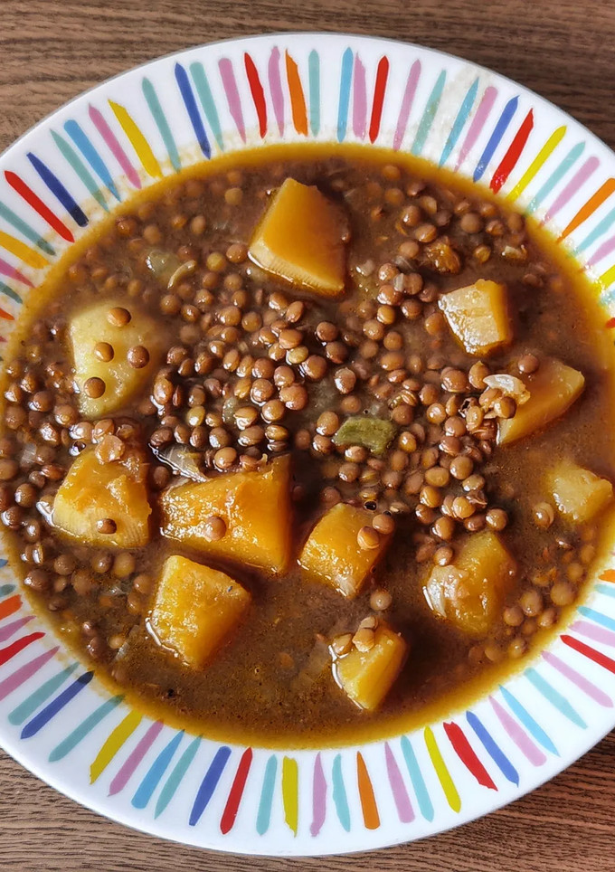 Una foto de Lentejas con calabaza