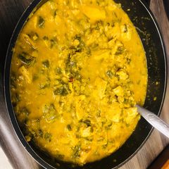 A picture of Creamy Greens, Red Lentil and Chicken Curry.