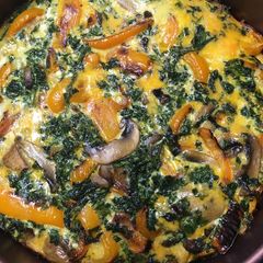 A picture of Keto Friendly Kale, Bell Pepper, Mushroom Quiche.