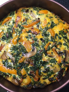 A picture of Keto Friendly Kale, Bell Pepper, Mushroom Quiche.