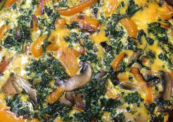 How to Make Appetizing Keto Friendly Kale, Bell Pepper, Mushroom Quiche