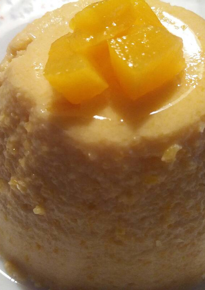 Una foto de Flan de melocotón a la vainilla