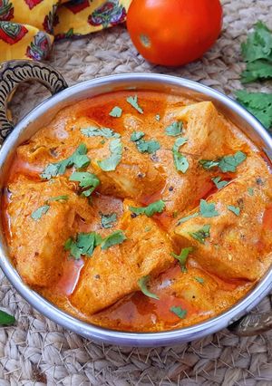A picture of No Onion No Garlic Raw Jackfruit Curry.