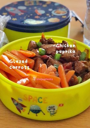 Foto resep Ide bekal 2 : Chicken paprika & glazed carrots