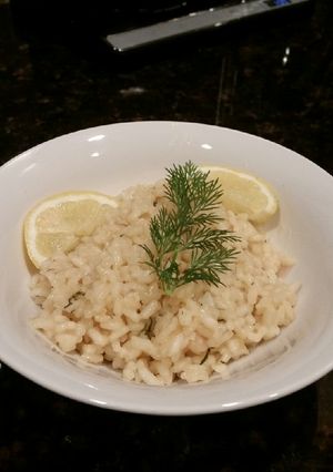 A picture of Brad's lemon dill risotto.