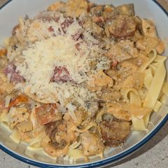 A picture of Prawn and Chorizo Linguine.