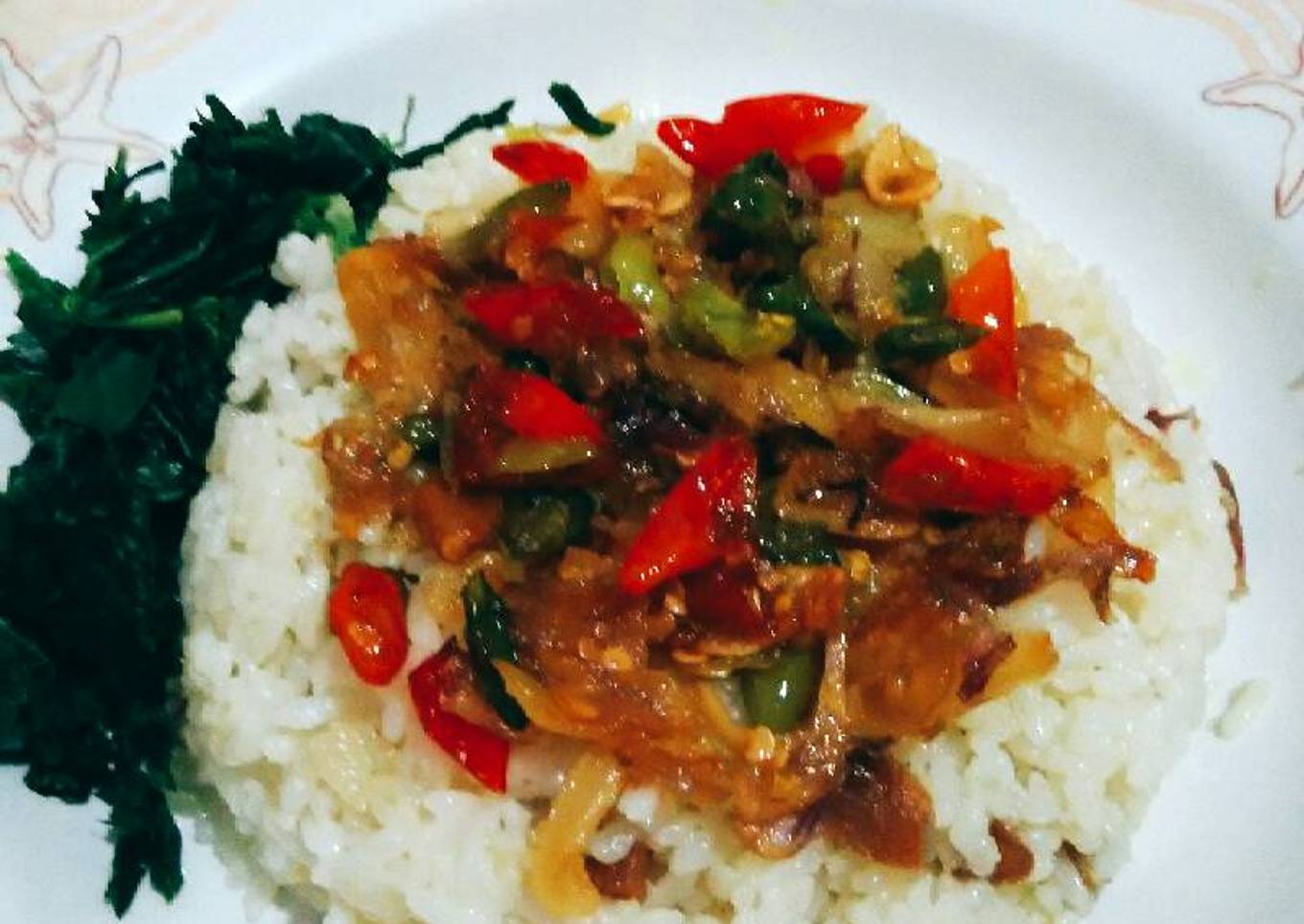 Ikan asin suka nasi (rice cooker)