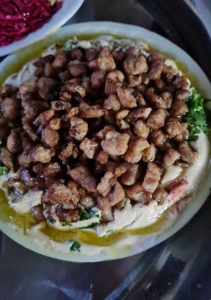 صورة لوصفة حمص مع لحمة