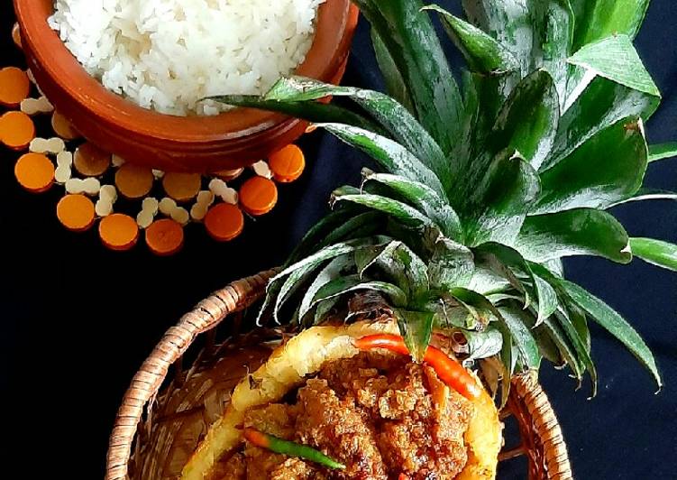 Simple Way to Make Homemade Anaroshi Gosht (Meat in pineapple gravy)