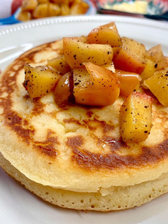 A picture of Fluffy Pancakes 🥞 with Cinnamon Apple.