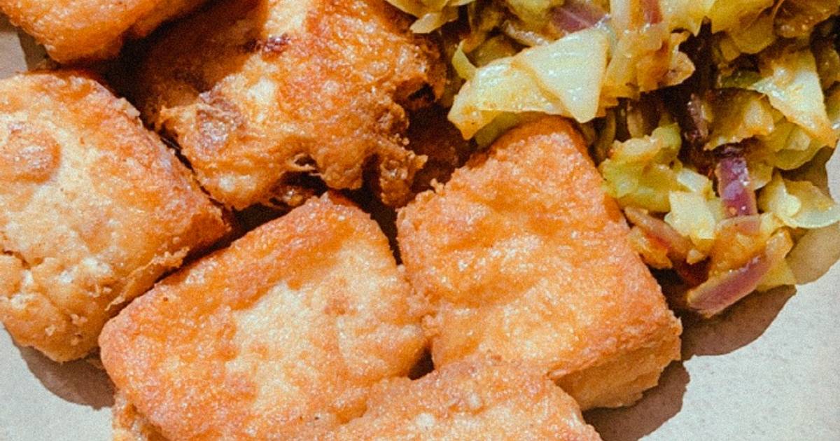 Egg coated Tofu (Awara) and stir fried cabbage sauce Recipe by Chef A