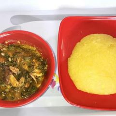 A picture of Oha soup with Eba.