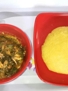 A picture of Oha soup with Eba.