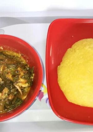 A picture of Oha soup with Eba.