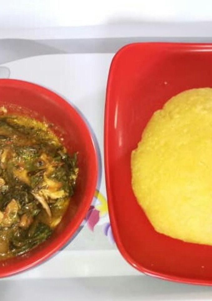 A picture of Oha soup with Eba.