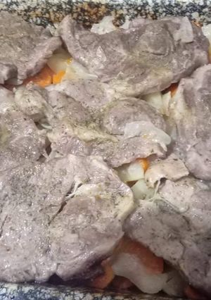 Zöldségágyas tarja recept fotója