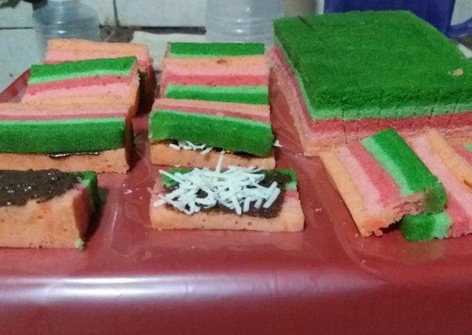 Rahasia Bikin Rainbow Cake with choco🍫 n cheese🧀 filling, Enak