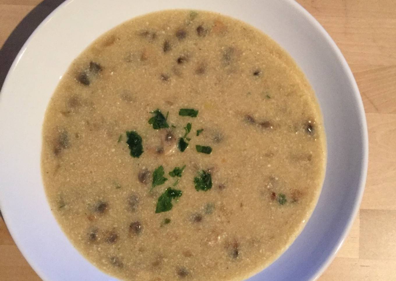 Homemade creamy mushroom soup