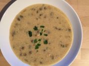 A picture of creamy mushroom corn soup