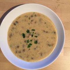 A picture of Homemade creamy mushroom soup.