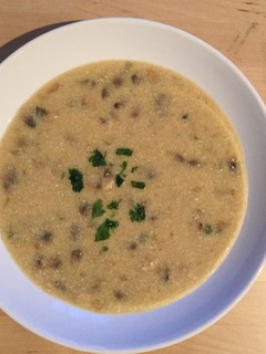 A picture of Homemade creamy mushroom soup.