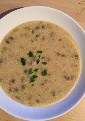 A picture of Homemade creamy mushroom soup.