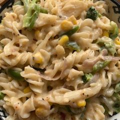 A picture of Mushroom sauce pasta.