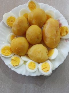 عکسی از دستور سیب تخم مرغ آبپز🥔🥚