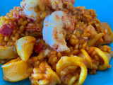 Arroz integral con calamares y gambón