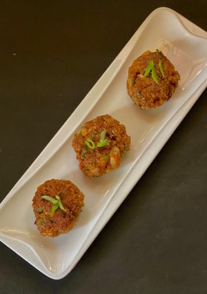 A picture of Daikon / Radish fritters in Japanese style.