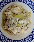 ผัดผักกาดดองหมูสับใส่ไข่ ไม่ใช้น้ำมัน