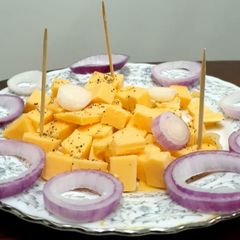 A picture of Cheese n Onion Bittings#Theme Challenge #Photography Challenge.
